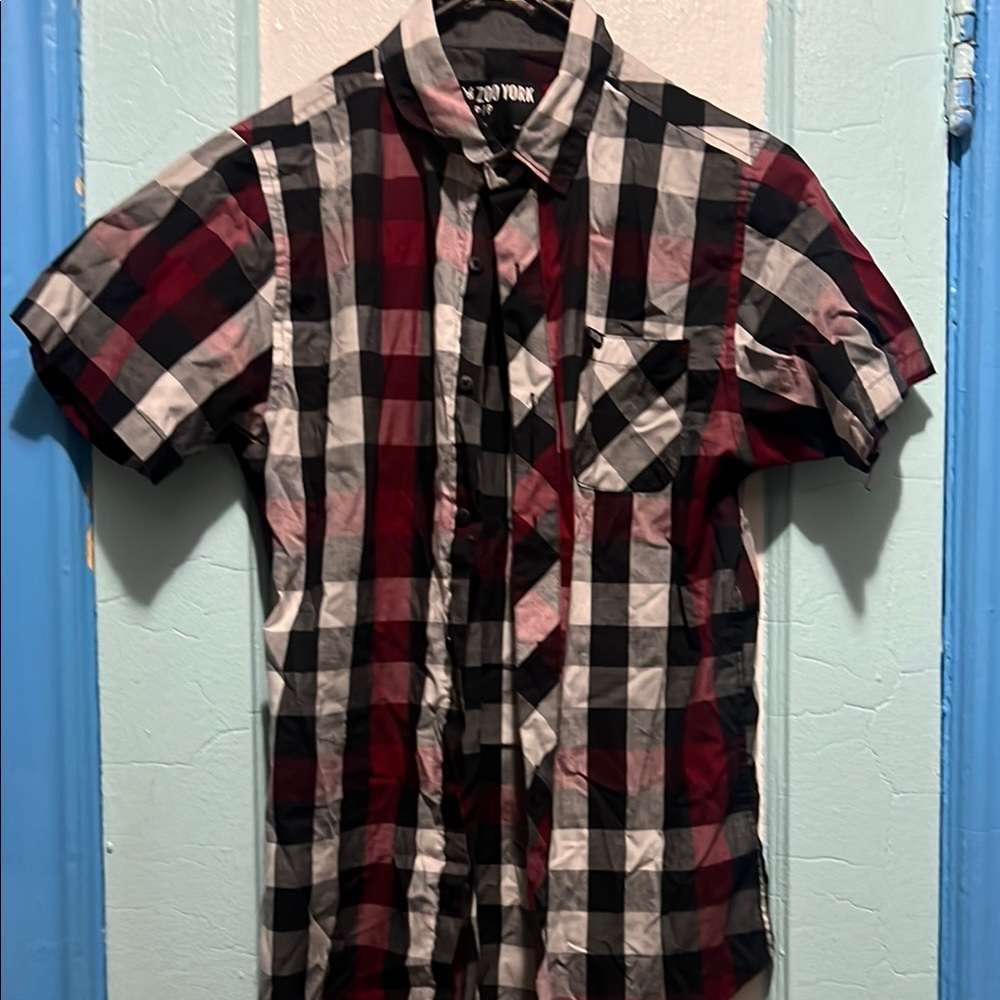 Men's Checkered Shirt - Black, Red, and White